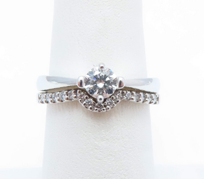 14k White Gold 1/2ctw Diamond Wedding Set Rings Size 6