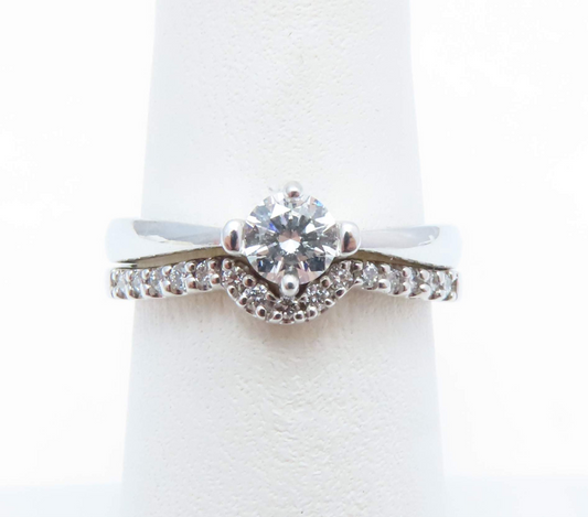 14k White Gold 1/2ctw Diamond Wedding Set Rings Size 6