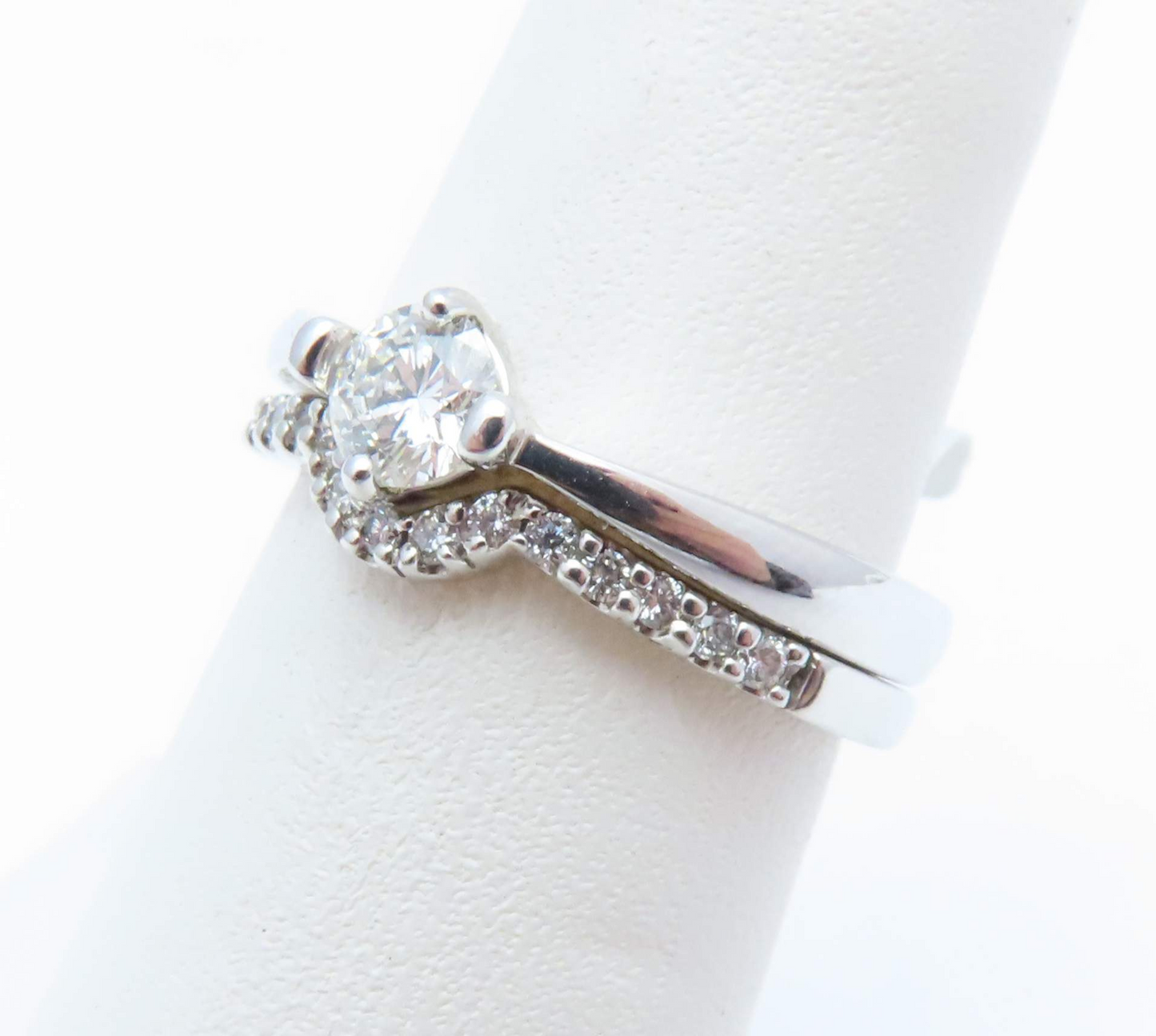 14k White Gold 1/2ctw Diamond Wedding Set Rings Size 6
