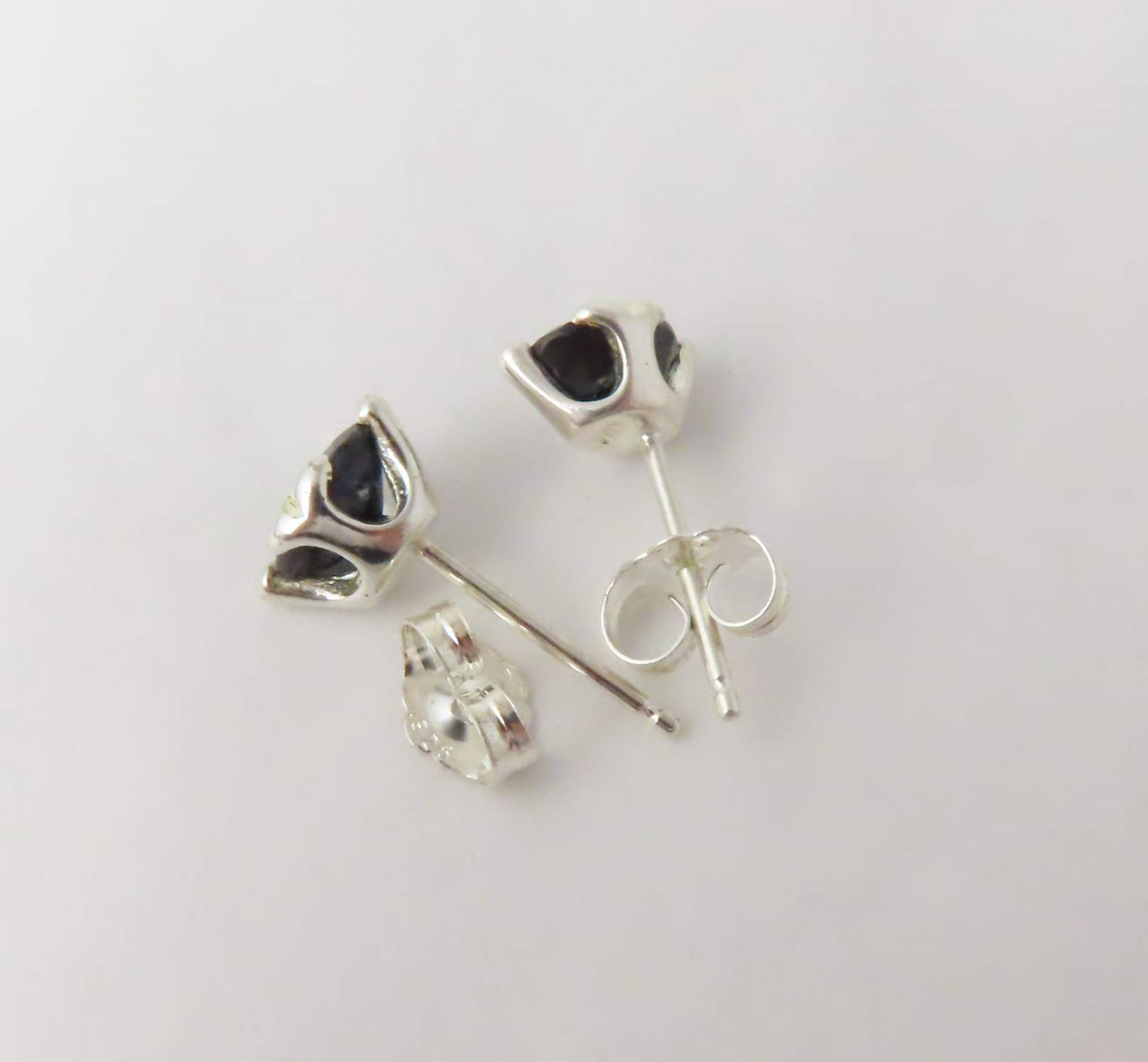Sterling Silver Oval Sapphire Stud Earrings