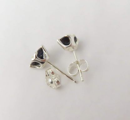 Sterling Silver Oval Sapphire Stud Earrings
