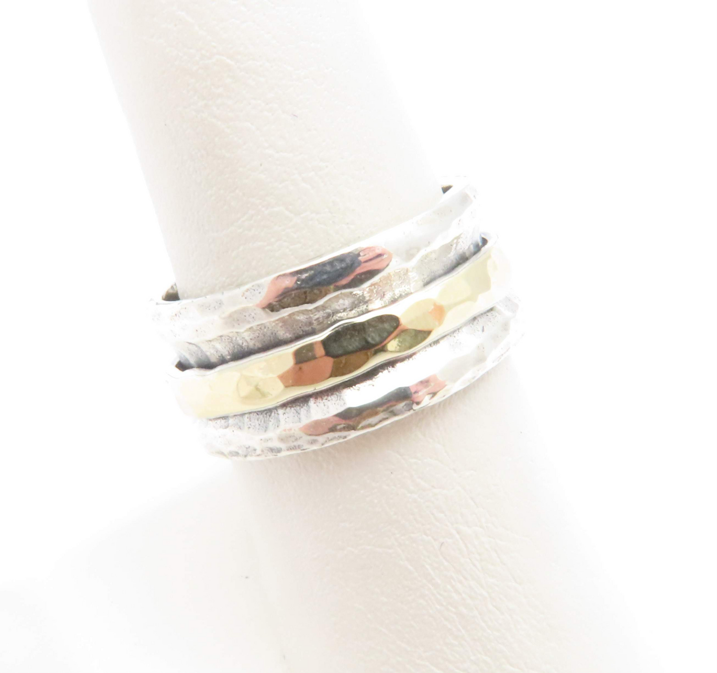 Sterling Silver & 14k Yellow Gold Spinner Ring Size 8