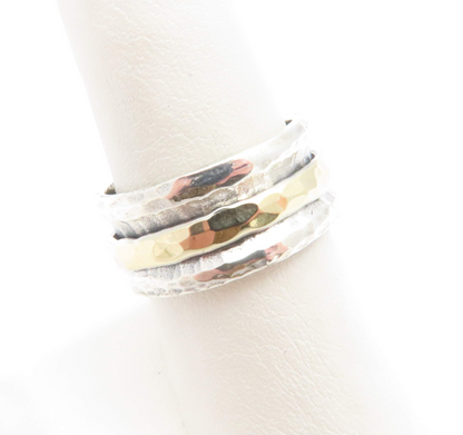 Sterling Silver & 14k Yellow Gold Spinner Ring Size 8