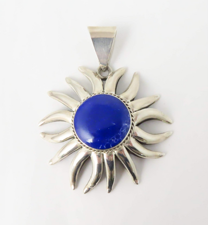 Sterling Silver Lapis Lazuli Sun Pendant *Mexico
