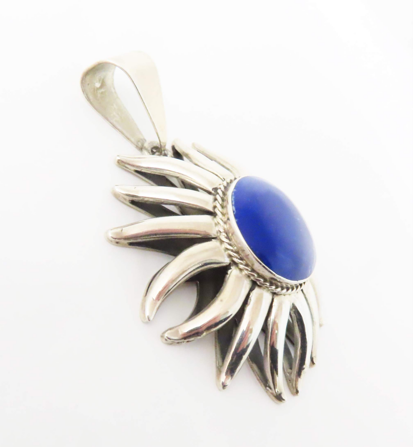 Sterling Silver Lapis Lazuli Sun Pendant *Mexico