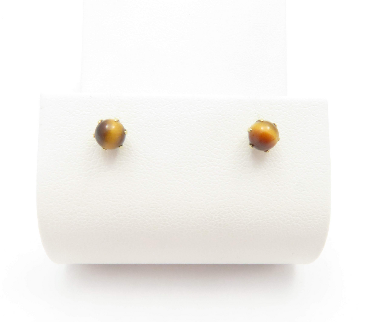 14k Yellow Gold Tiger’s Eye Stud Earrings