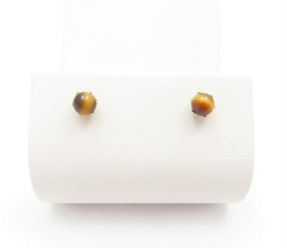 14k Yellow Gold Tiger’s Eye Stud Earrings
