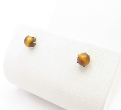 14k Yellow Gold Tiger’s Eye Stud Earrings