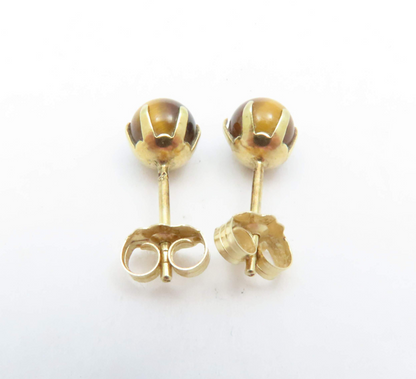 14k Yellow Gold Tiger’s Eye Stud Earrings