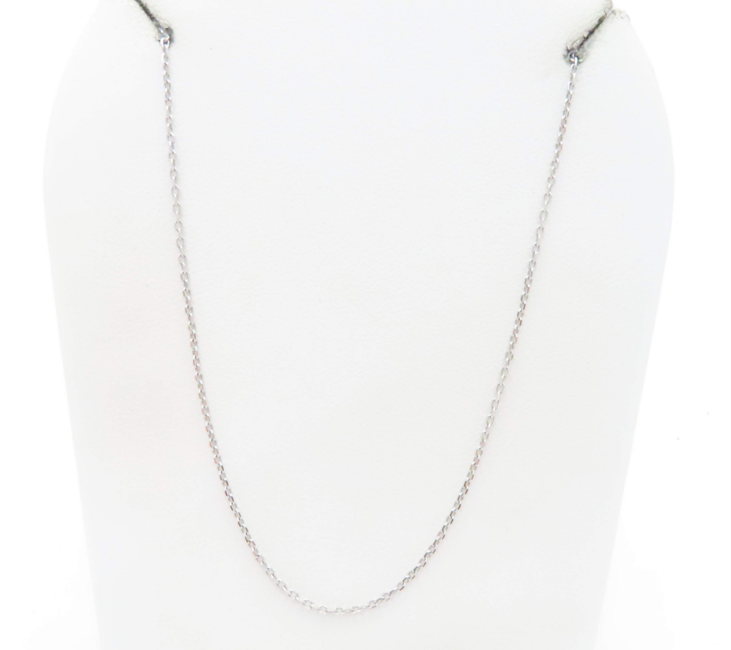 10k White Gold 16-18” Adjustable ~1mm Cable Link Chain