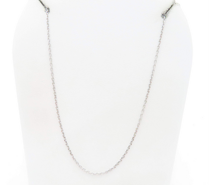 10k White Gold 16-18” Adjustable ~1mm Cable Link Chain