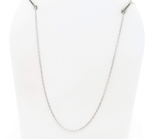 10k White Gold 16-18” Adjustable ~1mm Cable Link Chain
