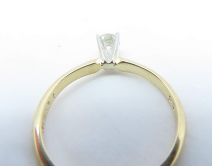 14k Yellow Gold ~1/4c Round Solitaire Ring Size 6.5